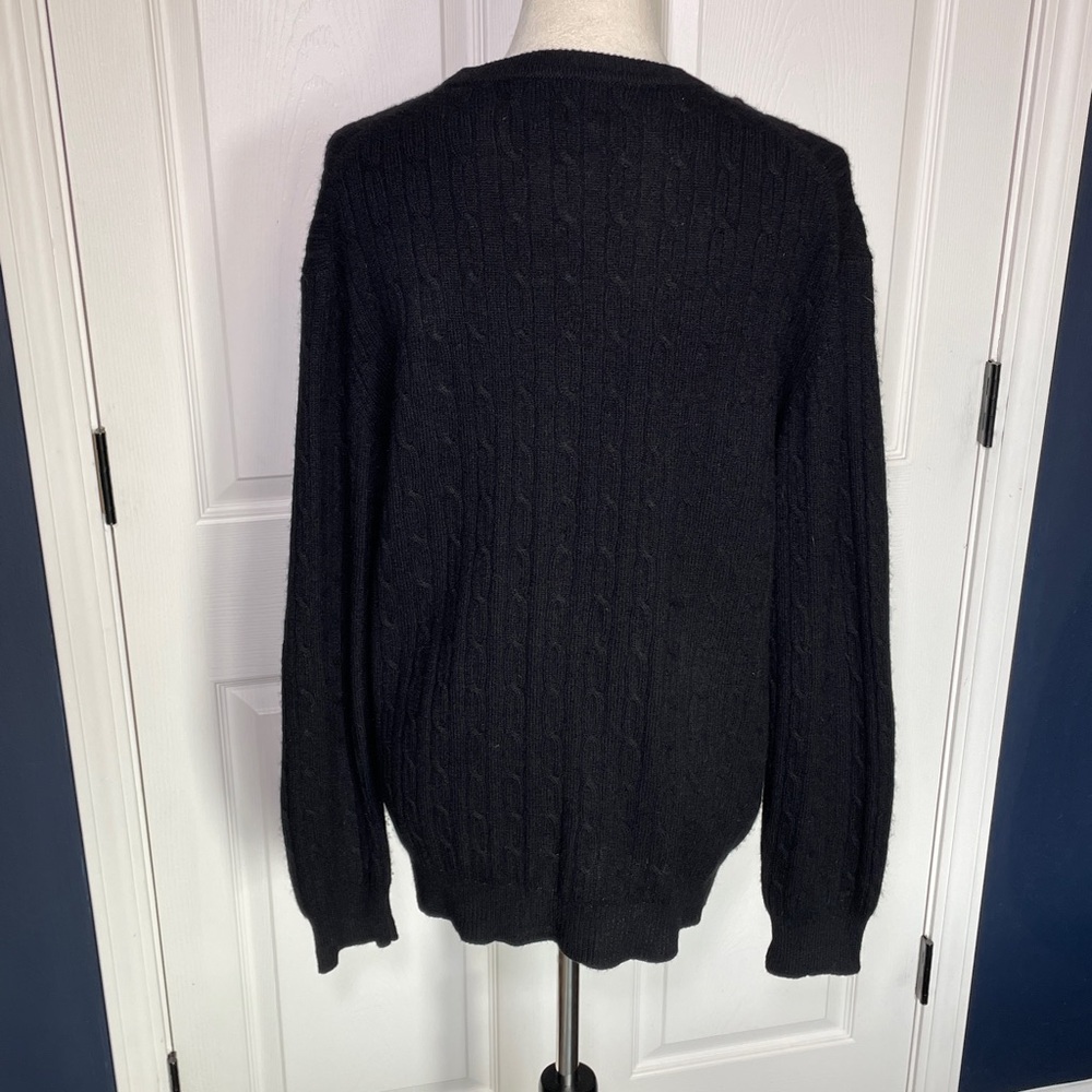 Northern Isles Black Charcoal Cable knit Crew Neck Sweater Size Medium - Picture 5 of 6
